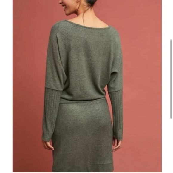 Anthropologie Saturday Sunday Olive Green Drop Waist Sweater Dress Size S - Picture 3 of 8